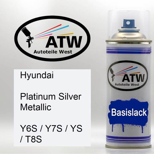 Hyundai, Platinum Silver Metallic, Y6S / Y7S / YS / T8S: 400ml Sprühdose, von ATW Autoteile West.
